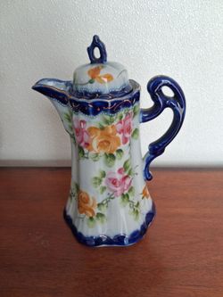 Vintage Porcelain Chocolate Pot with Lid