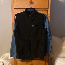 Figs Fleece Zip Up Black Sweater Vest With Pockets Womens Size M