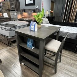 3 Pc Dining Set w/ Side Shelves 