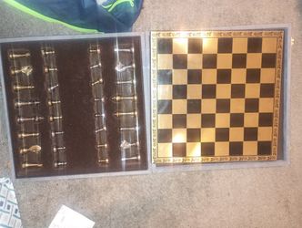 Antique Vintage Brass Chess Set .. 💎 GEM I