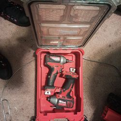 Bunch Of Milwaukee Drills, Batteries, Chargers, Tool Bags Etc
