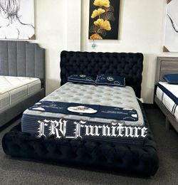 New Queen bed frame with mattress