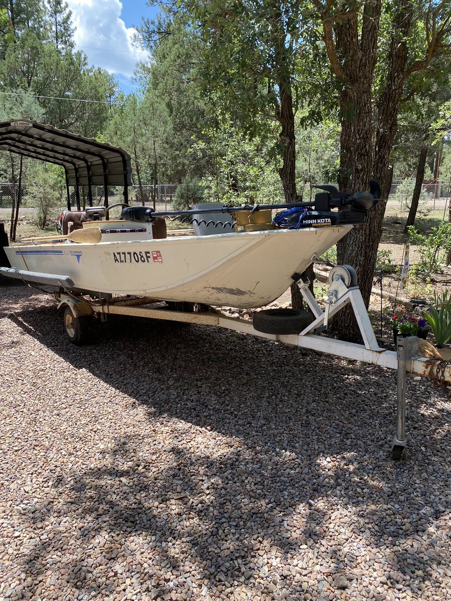 Grumman 15' Boat, Trailer, and Accessories