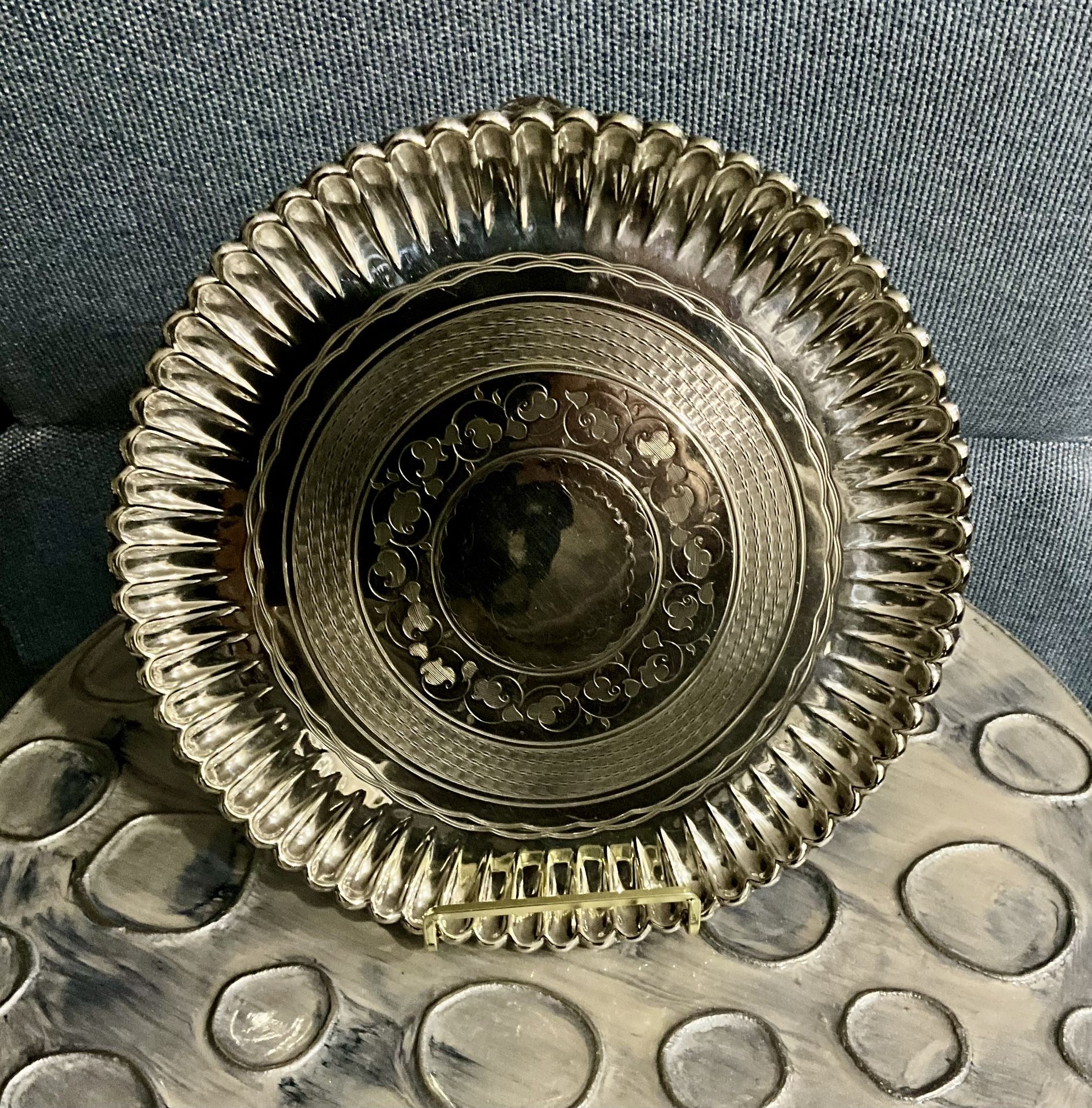 Vintage 10” Silver Plate Footed Serving Tray