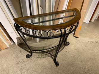 Semi Circle Console Table with Glass Top