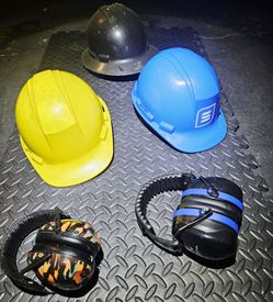 Hard Hats and Ear Muffs Safety Gear Lot