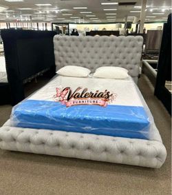 New Queen bed frame with mattress