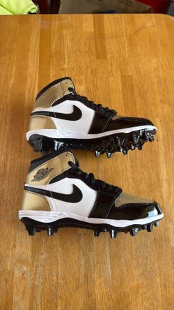 New Nike air Jordan 1 mid TD football cleats gold black white Mens 8 11