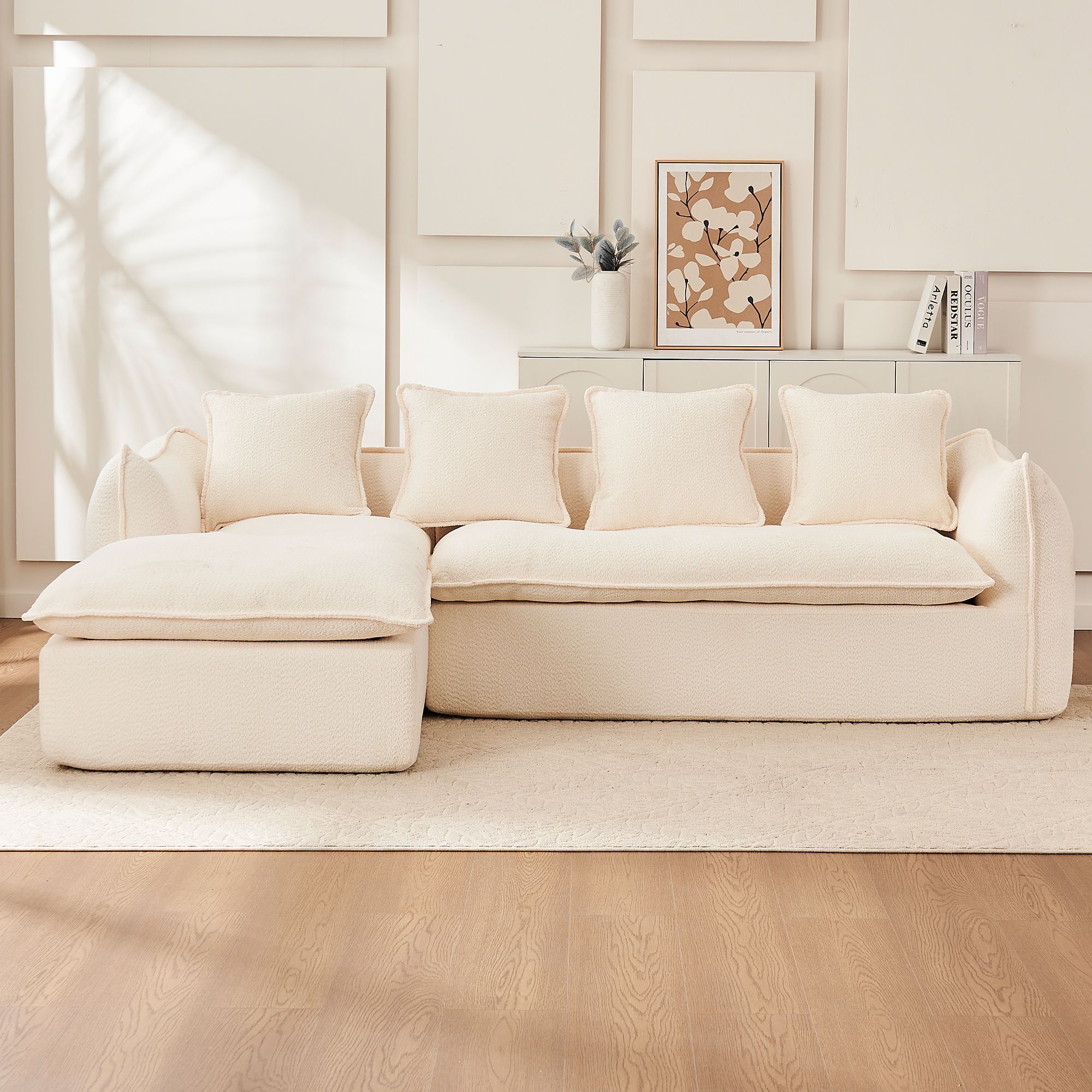 VIDEO provided Sofa Deep Seat Sofa 3 Seater for Living Room Oversized Comfy Sofa L Shape Sofa Couch with Chaise Home Furniture Sleeper Sectional Sofa