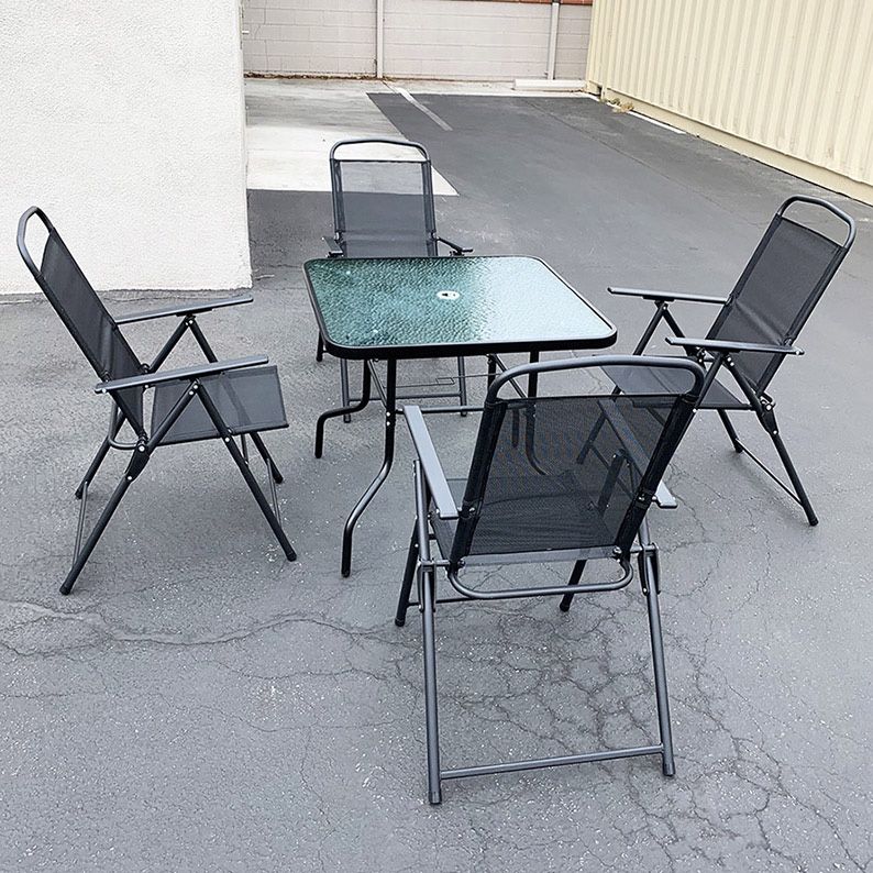 $100 (New in Box) Patio 5pcs dining set with 32x32” table and 4pc folding chairs, outdoor furniture
