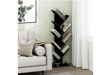New TREE Book Shelf, 9-Tier Bookshelf, Tree Bookcase with Angled Open Shelf, 8.4 x 15.7 x 50.9, Corner Shelf for Room Decor, for Living Room, Bedroom,