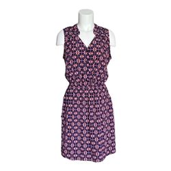 41 Hawthorn Keziah Shirt Dress Sleeveless Geometric Blue Coral Size M