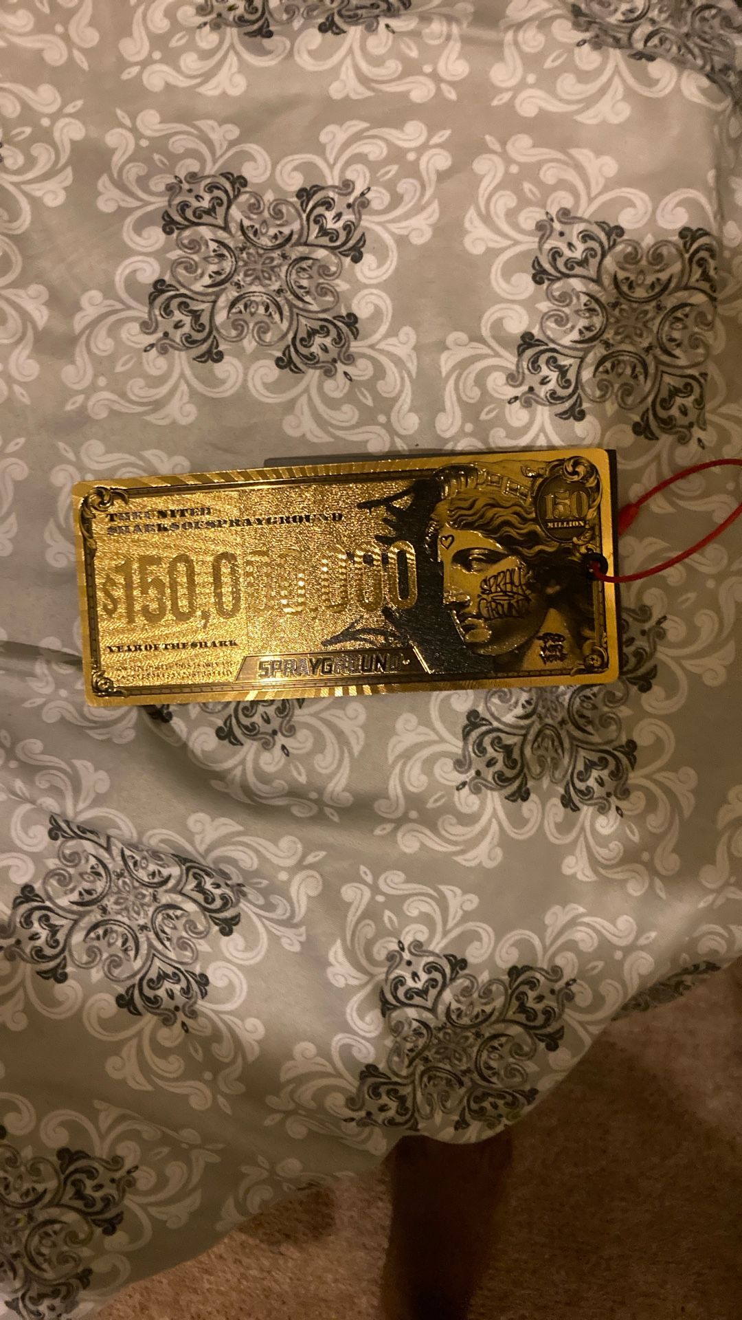 Gold And Red Spray Ground Tag