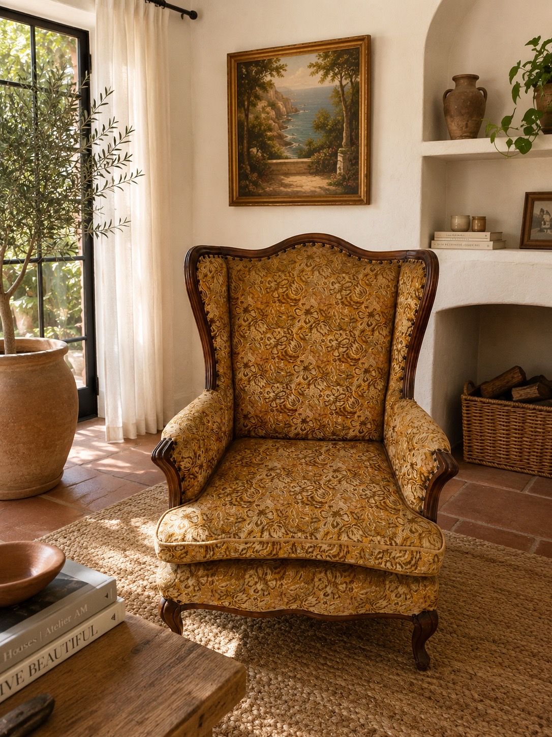 Vintage French Provincial Wingback Accent Chair
