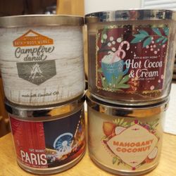 4 Bath And Body Works Scented Candles 