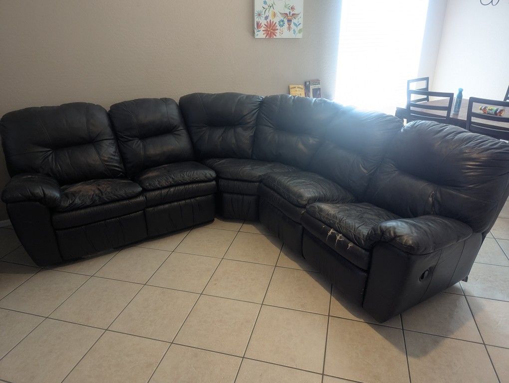 Black Leather Reclining Sectional