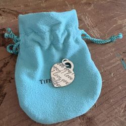 Tiffany & Co Silver I Love You Notes Heart Script Charm Or Pendant