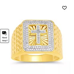 Two gold plated rings 925 silver diamond