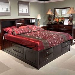 
◇ASK DISCOUNT COUPOn☆ queen King full twin bed dresser mirror nightstand bunk mattress box/3pcs《 
Emily / Cherry Storage Platform Bedroom Set 