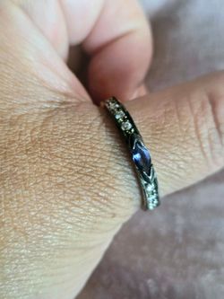 Sterling Silver 925 Blue Sapphire Accent Band Ring Size 11