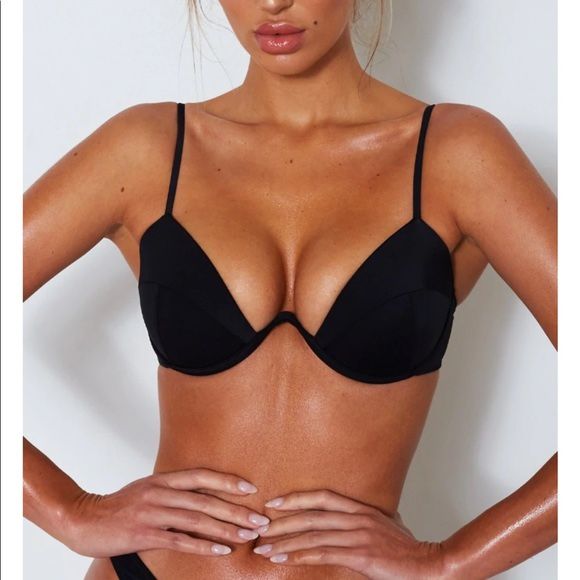 White Fox Black Bikini Top