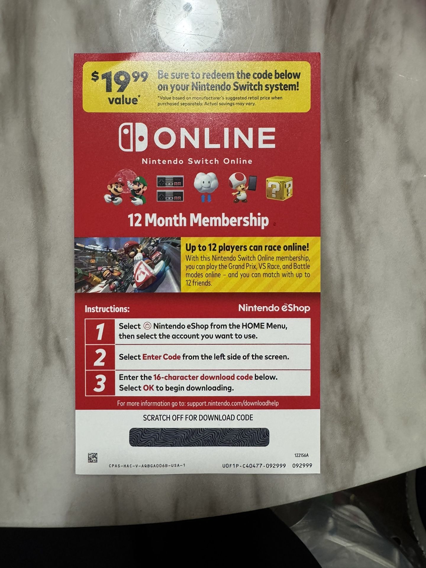 Nintendo switch Individual 1 year membership