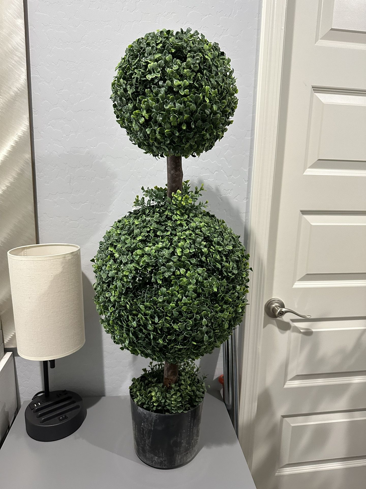 Nearly Natural - 35 in. Artificial Double Boxwood Topiary Ball Tree, New