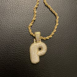 P Letter Pendent Real Silver S925 Plated Gold!!!