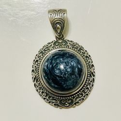 Natural Blue Pietersite  Silver Charm