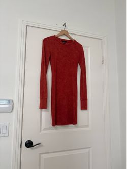 Long sleeve rust mini dress