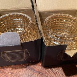 2 For 1 Glass Golden Votive Candle Holders 