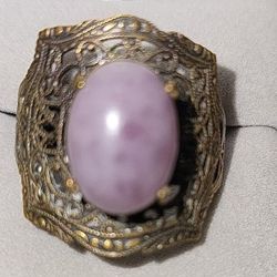 Amethyst Carbachon Brass Ring