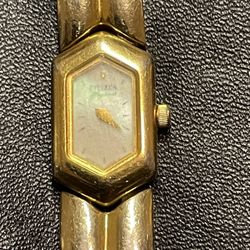 Citizen Women’s Gold Tone Steel Band. Elegant Cocktail Watch Running