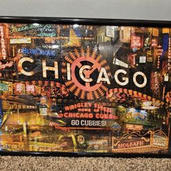 Framed Chicago-themed jigsaw puzzle