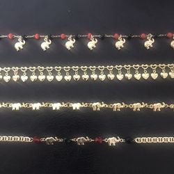 Gold filled elephant anklet ($10 each)