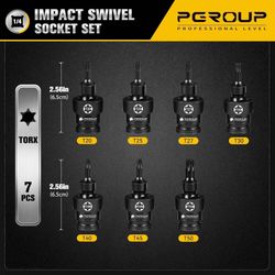 7PCS 3/8" Drive Universal Swivel Impact Torx Socket Set