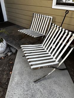 Patio Balcony Chairs High End Designer Modern Design Durable Solid Chrome  Frame