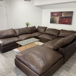 Restoration Hardware RH Cloud Modular Leather U-Chaise Sectional Couch Sofa