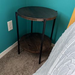 End Table. Metal And Solid Wood