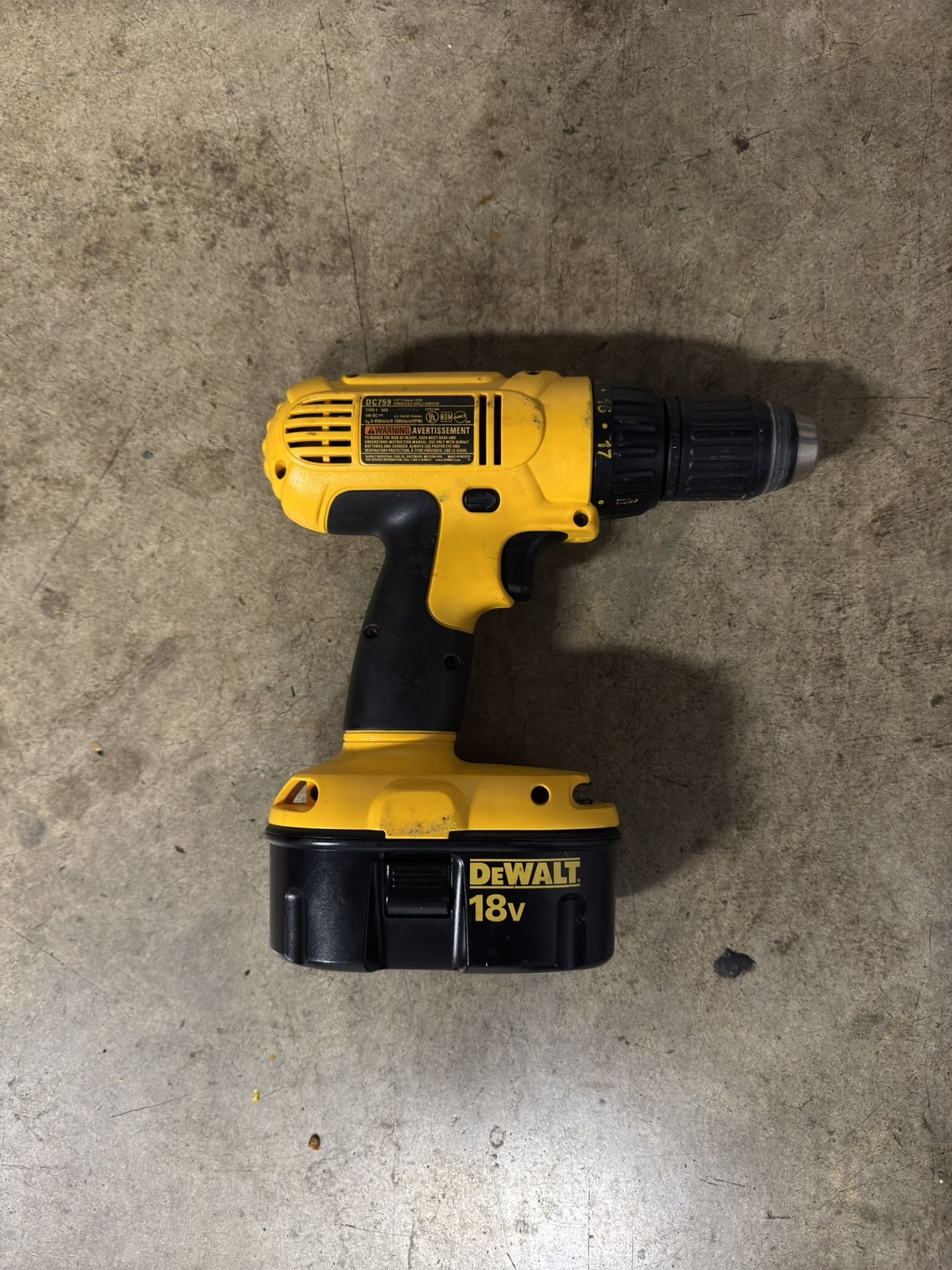 DEWALT 18V Cordless Drill/Driver with Battery - Used