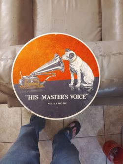 Victor his master's voice metal sign