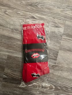 Red Chrome Heart Socks