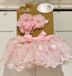Newborn Baby Tulle Tutu Headband Set - Baby Girl Photo Prop