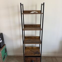 Furologee 5 Tier Bookshelf with Drawer, Tall Narrow Bookcase with Shelves,