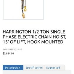 Harrington 1/2 ton crane 