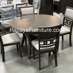 New! Casual 5pcs dining Set, Round Dining Set, Table And Chairs, Dinette Set, Round Table, Chairs, Table, Wooden Top Table, Dinette Set, Kitchen Table