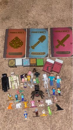 Minecraft Figures, Books, and Block Toys Lot