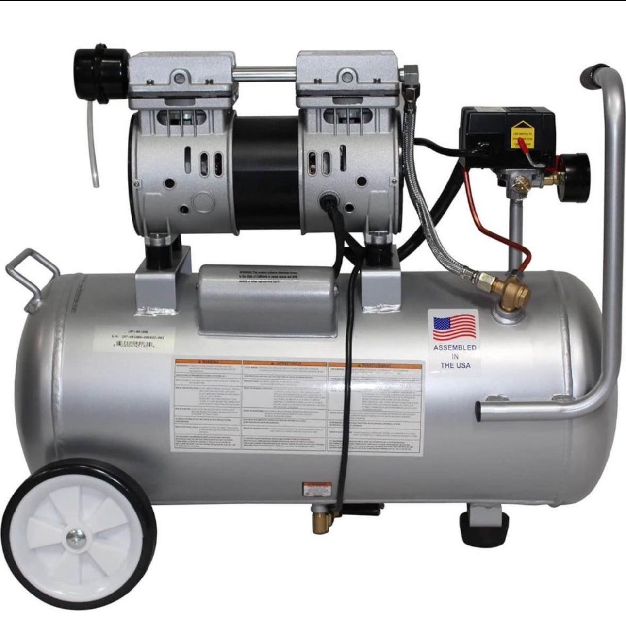 California Air Tools 8010AD Ultra Quiet & Oil-Free 1.0 Hp, 8.0 Gal. Steel Tank Air Compressor w/Auto