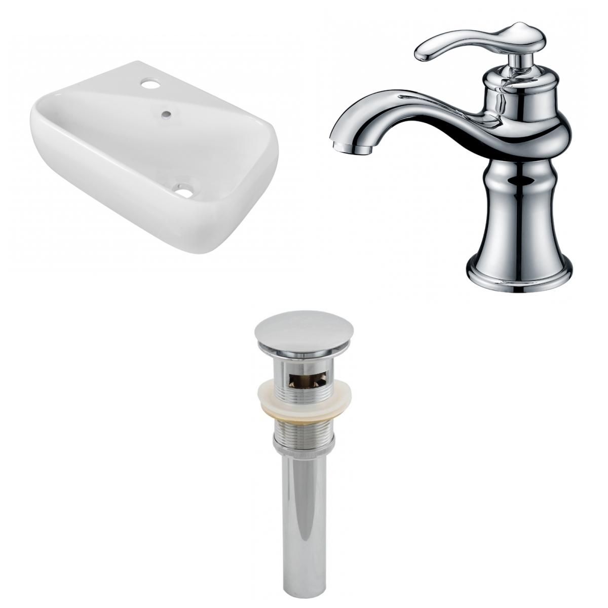 American Imaginations AI-26260 17.5 in. Rectangle Above Counter White Vessel Set for 1 Hole Left Faucet