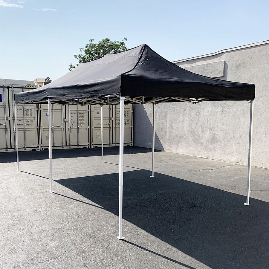 (NEW) $200 Heavy-Duty 10x20 FT Outdoor Ez Pop Up Canopy Party Tent Instant Shades w/ Carry Bag (Black, Red)